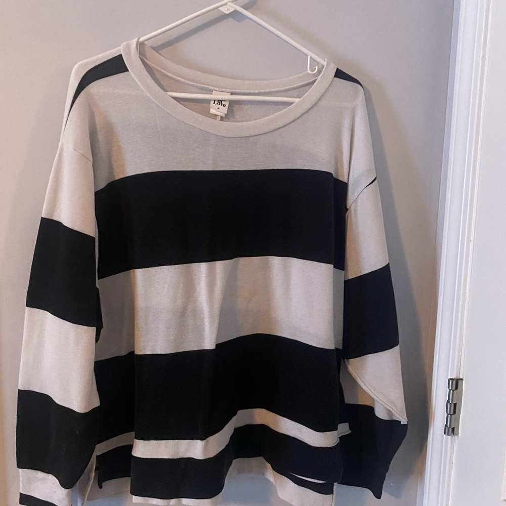 Sew In Love Black and White Striped Top